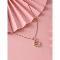 Zaveri Pearls Rose Gold Contemporary Cubic Zirconia Embellished Pendant & Chain-ZPFK16612-picture-23