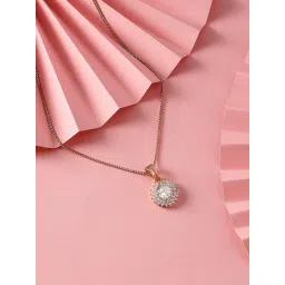 Zaveri Pearls Rose Gold Contemporary Cubic Zirconia Embellished Pendant & Chain-ZPFK16618-picture-18