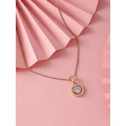Zaveri Pearls Rose Gold Contemporary Cubic Zirconia Embellished Pendant & Chain-ZPFK16619-picture-26