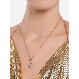 Zaveri Pearls Rose Gold Contemporary Cubic Zirconia Embellished Pendant & Chain-ZPFK16620-picture-25