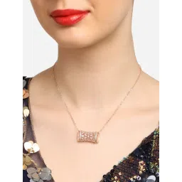 Zaveri Pearls Rose Gold Contemporary Cubic Zirconia Embellished Pendant & Chain-ZPFK16913-picture-24