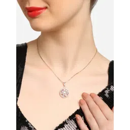 Zaveri Pearls Rose Gold Contemporary Cubic Zirconia Embellished Pendant & Chain-ZPFK16915-picture-20