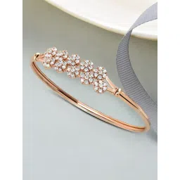 Zaveri Pearls Rose Gold Contemporary Cubic Zirconia Flowers Brass Kada-ZPFK10382-picture-22