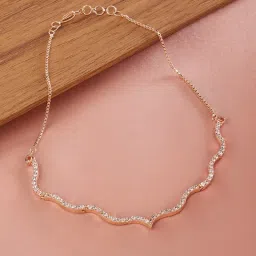 Zaveri Pearls Rose Gold Contemporary Cubic Zirconia Sleek Necklace-ZPFK15269 image 2