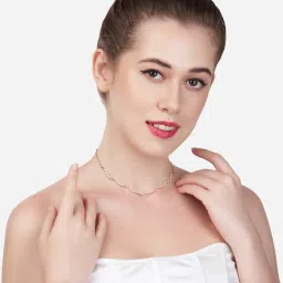 Zaveri Pearls Rose Gold Contemporary Cubic Zirconia Sleek Necklace-ZPFK15269 image 4