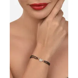 Zaveri Pearls Rose Gold Contemporary Heart Shape Cubic Zirconia Mangalsutra Bracelet-ZPFK12637-picture-35