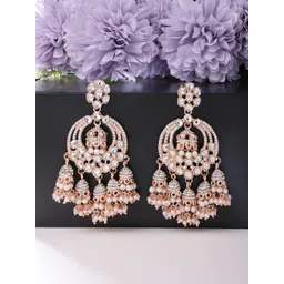 Zaveri Pearls Rose Gold Contemporary Jhumkas Earrings-picture-30