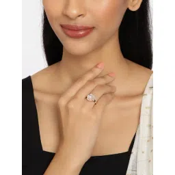 Zaveri Pearls Rose Gold Cubic Zirconia & Pearl Contemporary Adjustable Brass Finger Ring-ZPFK9941-picture-40