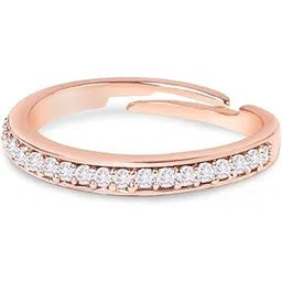 zaveri pearls Rose Gold Cubic Zirconia Contemporary Brass Sleek Adjustable Ring For Women-ZPFK10902-picture-17