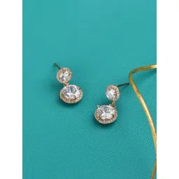 Zaveri Pearls Rose Gold Cubic Zirconia Contemporary Drop Earrings-ZPFK10698-picture-20