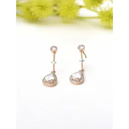 Zaveri Pearls Rose Gold Cubic Zirconia Contemporary Pear Drop Earrings-ZPFK10684-picture-22