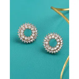 Zaveri Pearls Rose Gold Cubic Zirconia Hollow Circular Stud Earrings - ZPFK10688-picture-44