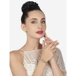 Zaveri Pearls Rose Gold Dazzling Cubic Zirconia Brass Bangle Style Kada Bracelet-ZPFK16196-picture-13