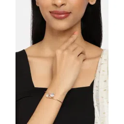 Zaveri Pearls Rose Gold Diamond & Pearl Contemporary Bangle Style Brass Kada-ZPFK9948-picture-12