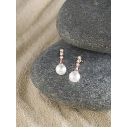 Zaveri Pearls Rose Gold Plated Cubic Zirconia Contemporary Drop Earrings-picture-33