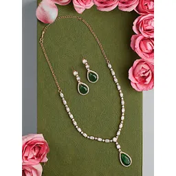 Zaveri Pearls Rose Gold-Plated Cubic Zirconia-Studded Jewellery Set-picture-37