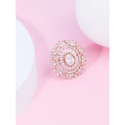 Zaveri Pearls Rose Gold-Plated CZ Studded Finger Ring-picture-22