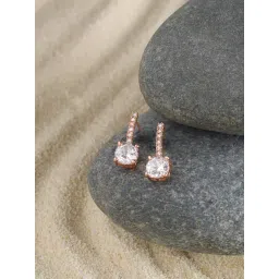 Zaveri Pearls Rose Gold Tone Cubic Zirconia Embellished Brass Stud Earrings-ZPFK17162-picture-29