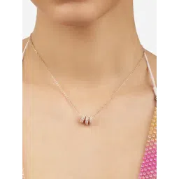 Zaveri Pearls Rose Gold Tone Cubic Zirconia Minimal Rings Pendant & Chain-ZPFK17127-picture-28