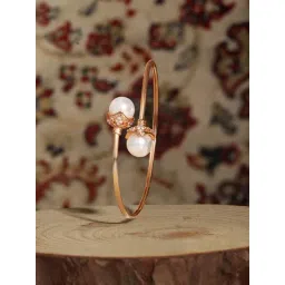 Zaveri Pearls Rose Gold Tone Dazzling Cubic Zirconia & Pearls Brass Kada Style Bracelet-ZPFK17184-picture-30