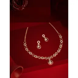 Zaveri Pearls Rose Gold Tone Dazzling Cubic Zirconia Necklace & Earrings Set-picture-35