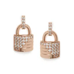 Zaveri Pearls Rose Gold-Toned Cubic Zirconia Studded Contemporary Studs-picture-11
