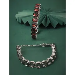 Zaveri Pearls Set of 2 Black & Brown Artificial Stones Embellished Bracelets Set-ZPFK16841-picture-39