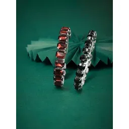 Zaveri Pearls Set of 2 Black & Wine Artificial Stones Embellished Bracelets Set-ZPFK16840-picture-29