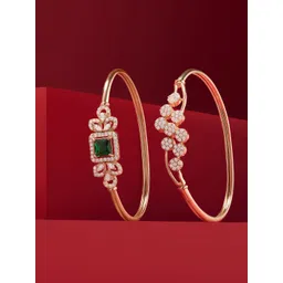 Zaveri Pearls Set Of 2 Cubic Zirconia Rose Gold-Plated Kada Bracelet-picture-38