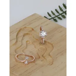 Zaveri Pearls Set of 2 Rose Gold Contemporary Cubic Zirconia Brass Rings-ZPFK11191-picture-21