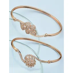 Zaveri Pearls Set of 2 Rose Gold Cubic Zirconia Brass Kada Bracelets-ZPFK13377 image 1