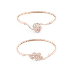 Zaveri Pearls Set of 2 Rose Gold Cubic Zirconia Brass Kada Bracelets-ZPFK13377 image 4