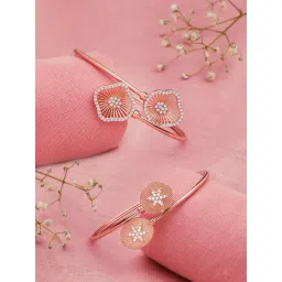 Zaveri Pearls Set of 2 Rose Gold Cubic Zirconia Contemporary Kada Bracelets-ZPFK13461-picture-35