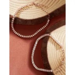 Zaveri Pearls Set of 2 Rose Gold Cubic Zirconia Contemporary Tennis Bracelets-ZPFK13433-picture-34