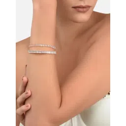 Zaveri Pearls Set of 2 Rose Gold Cubic Zirconia Contemporary Tennis Bracelets - ZPFK13437-picture-36