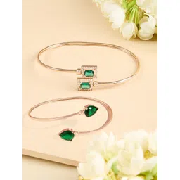 Zaveri Pearls Set Of 2 Rose Gold-Plated Brass Cubic Zirconia-Studded Kada Bracelet-picture-15