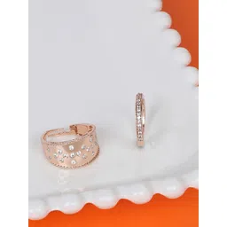 Zaveri Pearls Set Of 2 Rose Gold-Plated White CZ-Studded Adjustable Finger Rings-picture-31