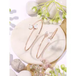 Zaveri Pearls Set of 2 Rose Gold Tone Contemporary Cubic Zirconia Brass Kada Bracelet-ZPFK17972-picture-21