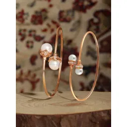 Zaveri Pearls Set of 2 Rose Gold Tone Contemporary Cubic Zirconia Brass Kada Bracelet-ZPFK17974-picture-17