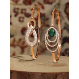 Zaveri Pearls Set of 2 Rose Gold Tone Contemporary Cubic Zirconia Brass Kada Bracelet-ZPFK17976-picture-22