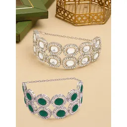 Zaveri Pearls Set of 2 Silver-Plated Austrian Diamonds Studded Wraparound Bracelets-picture-13