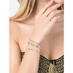 Zaveri Pearls Set of 3 Gold Tone Dazzling Diamonds & Pearl Embellished Stack Bracelets-ZPFK14510-picture-30