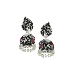 Zaveri Pearls Silver Alloy Antique Jhumki Earrings-picture-44
