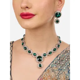 Zaveri Pearls Silver Plated AD-Studded Jewellery Set-picture-35