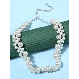 Zaveri Pearls Silver-Plated & White Contemporary Pearls Necklace-picture-19