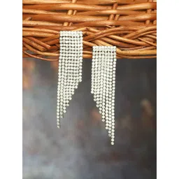 Zaveri Pearls Silver-Plated Contemporary Drop Earrings-picture-17