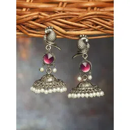 Zaveri Pearls Silver-Plated Contemporary Studs Earrings image 1