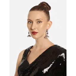 Zaveri Pearls Silver-Plated Contemporary Studs Earrings image 4