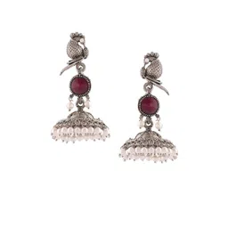 Zaveri Pearls Silver-Plated Contemporary Studs Earrings image 2