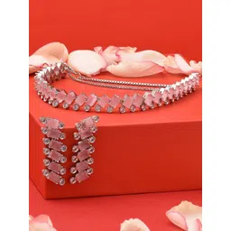 Zaveri Pearls Silver-Plated CZ Studded Jewellery Set-picture-36